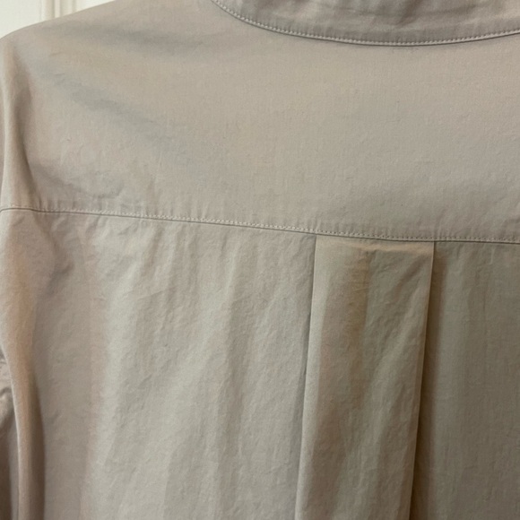 Vince ceramic knife pleat tunic button down beige quiet luxury office career L - Picture 11 of 11